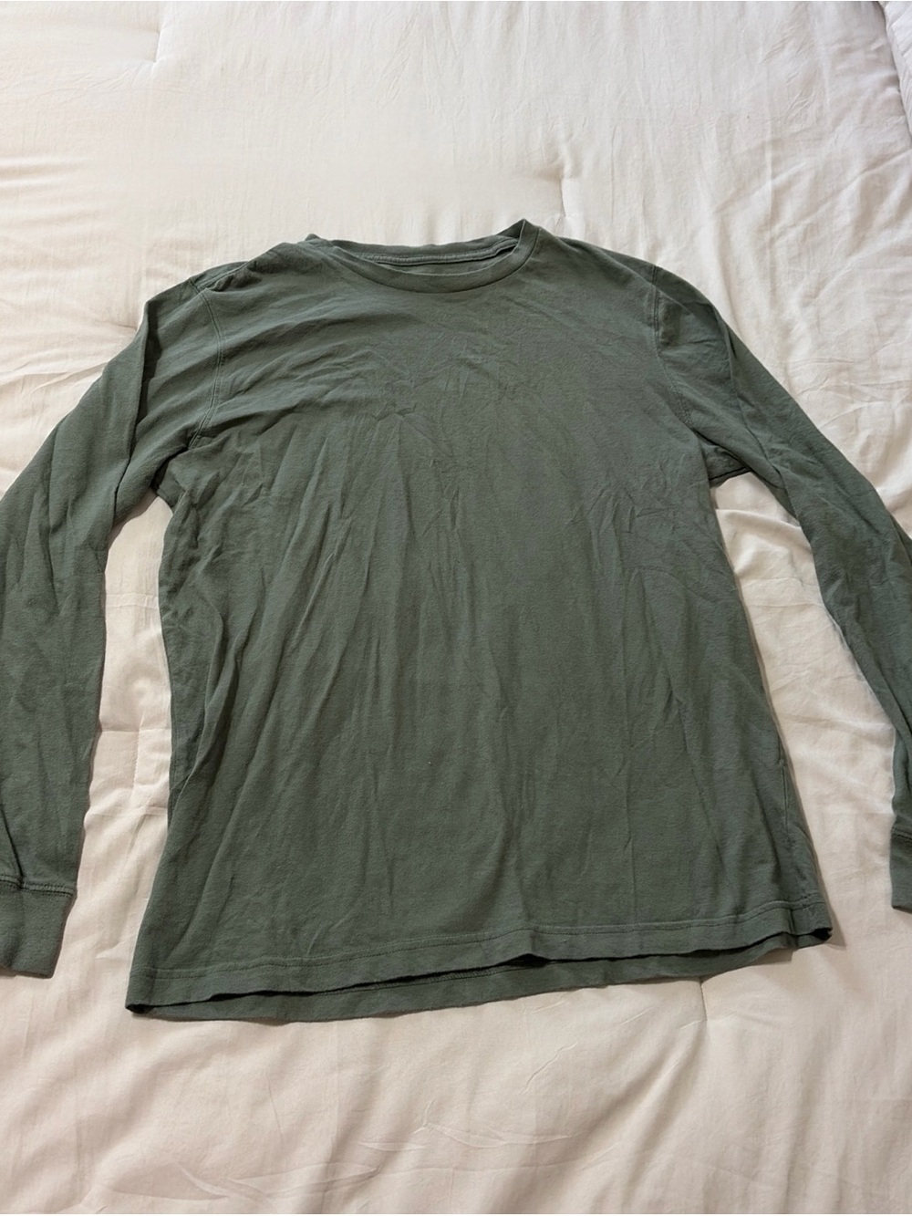 George Olive Green Long Sleeve Crew Neck Shirt - Picture 1 of 2